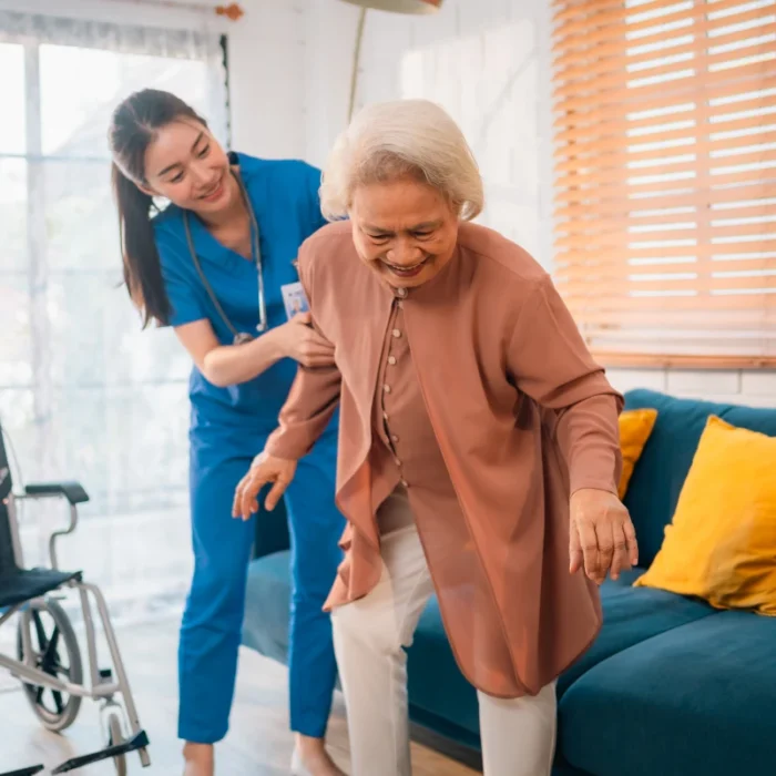 female nurse taking care of a senior