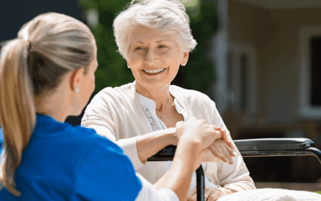 female nurse taking care of a senior