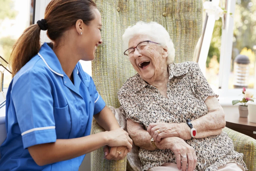 female nurse taking care of a senior